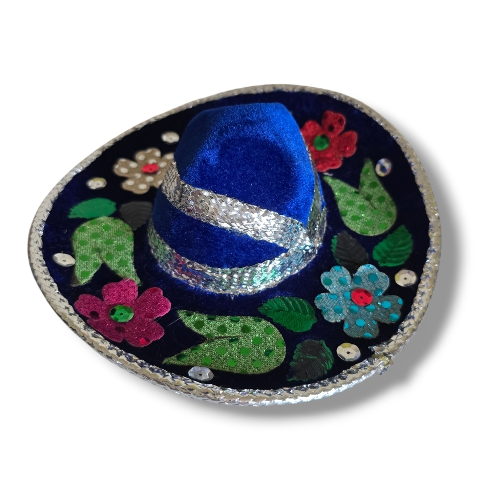 π Host Pick π Mexican Blue and Silver Small Dog Mini Sombrero - Picture 6 of 16
